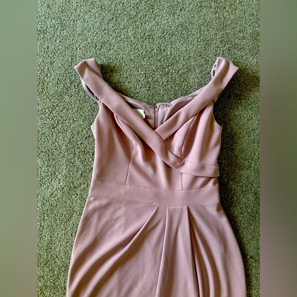 David’s Bridal formal dress 4 Stretchy Pink straps shoulder off wedding prom - Picture 5 of 9